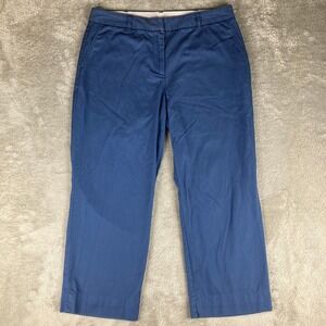 Lands End Cropped Blue Chinos Pants Casual Trousers‎ Relaxed Fit Women Size 10